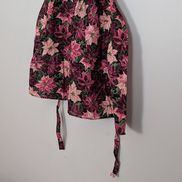 Vintage 1980s Child's Apron Pink Purple Poinsettias Quilted Front All Cotton USA - Picture 11 of 16